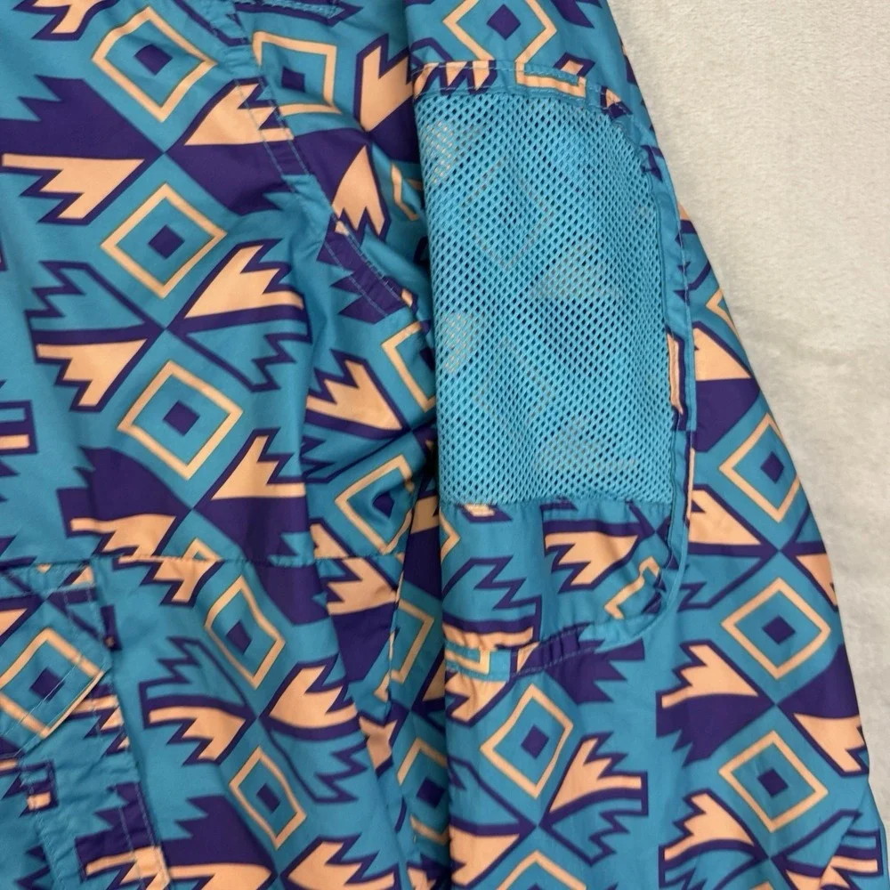 Columbia Challenger Pullover Jacket‎ Mens M Aztec Print Teal Purple Gorpcore